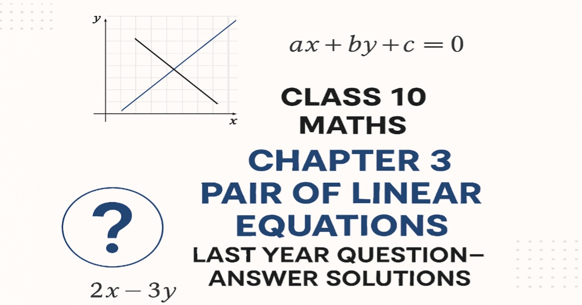 Class 10 Maths Chapter 3 Pair of Linear Equations: Last Year Question-Answer Solutions